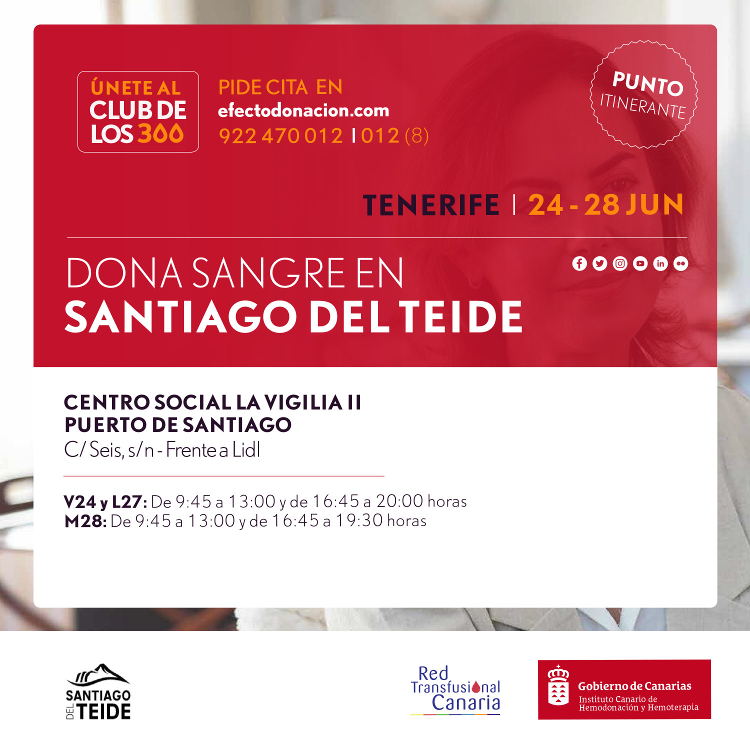 PUERTO DE SANTIAGO ACOGERÁ UN PUNTO ITINERANTE DE DONACIÓN DE SANGRE