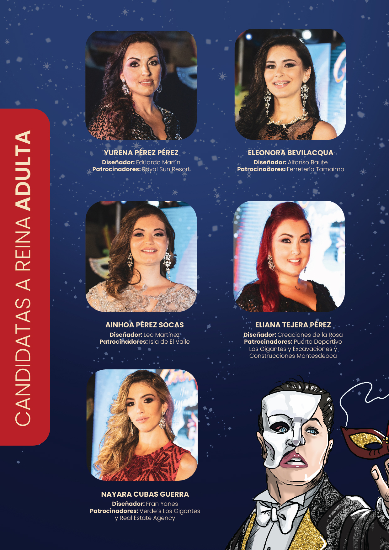 Un total de 5 candidatas aspirarán a convertirse en Reina Adulta del Carnaval de Los Gigantes 2023