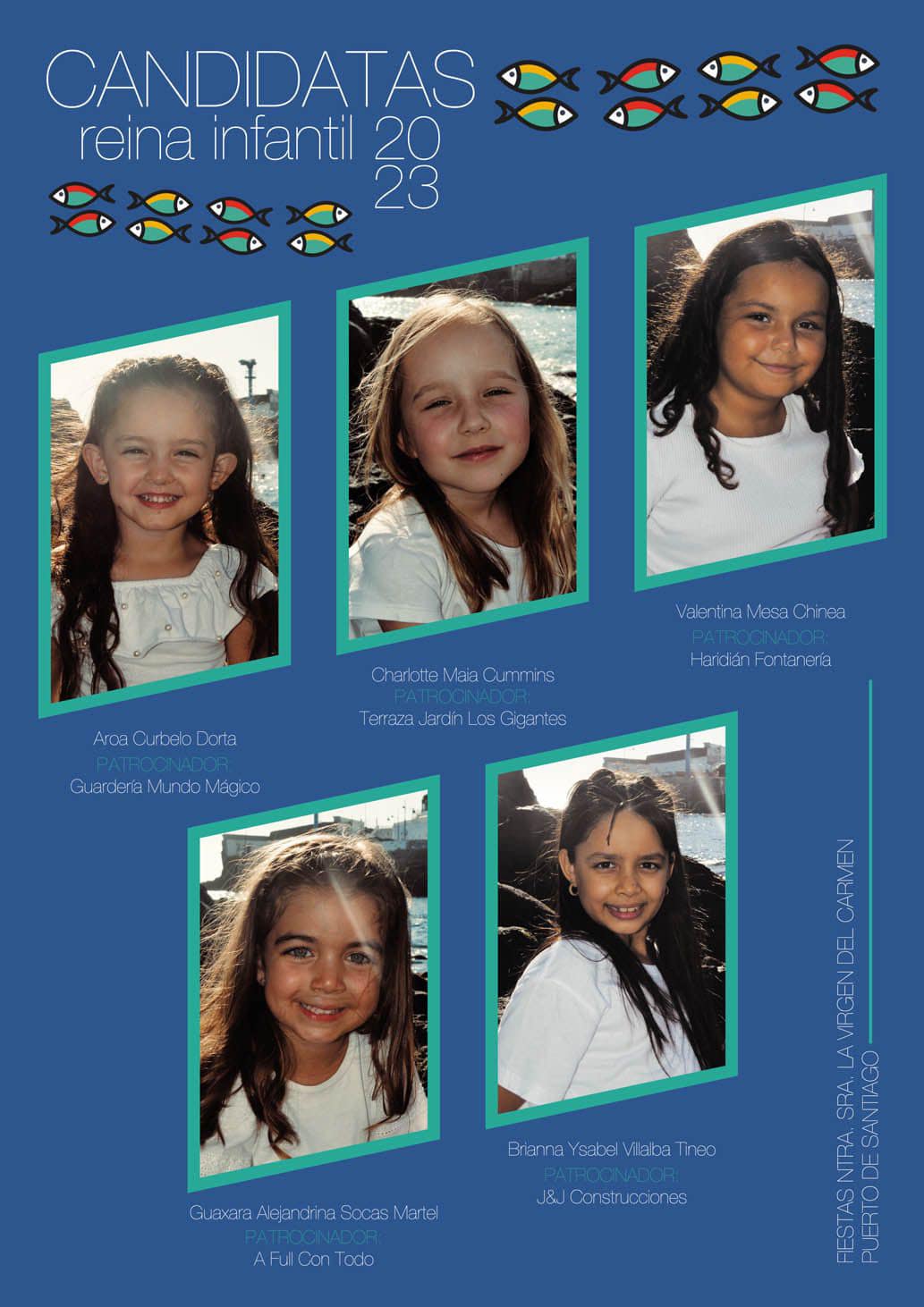 5 candidatas aspiran a convertirse en Reina Infantil de las Fiestas en Honor a Nuestra Señora del Carmen 2023