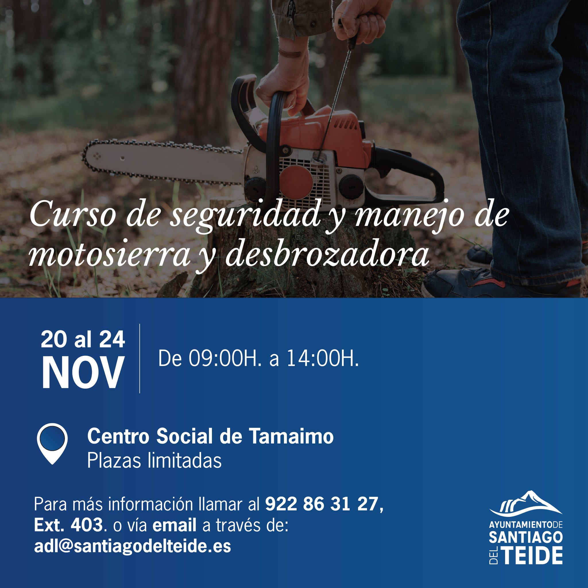 El ayuntamiento organiza un curso gratuito de seguridad y manejo de motosierra y desbrozadora