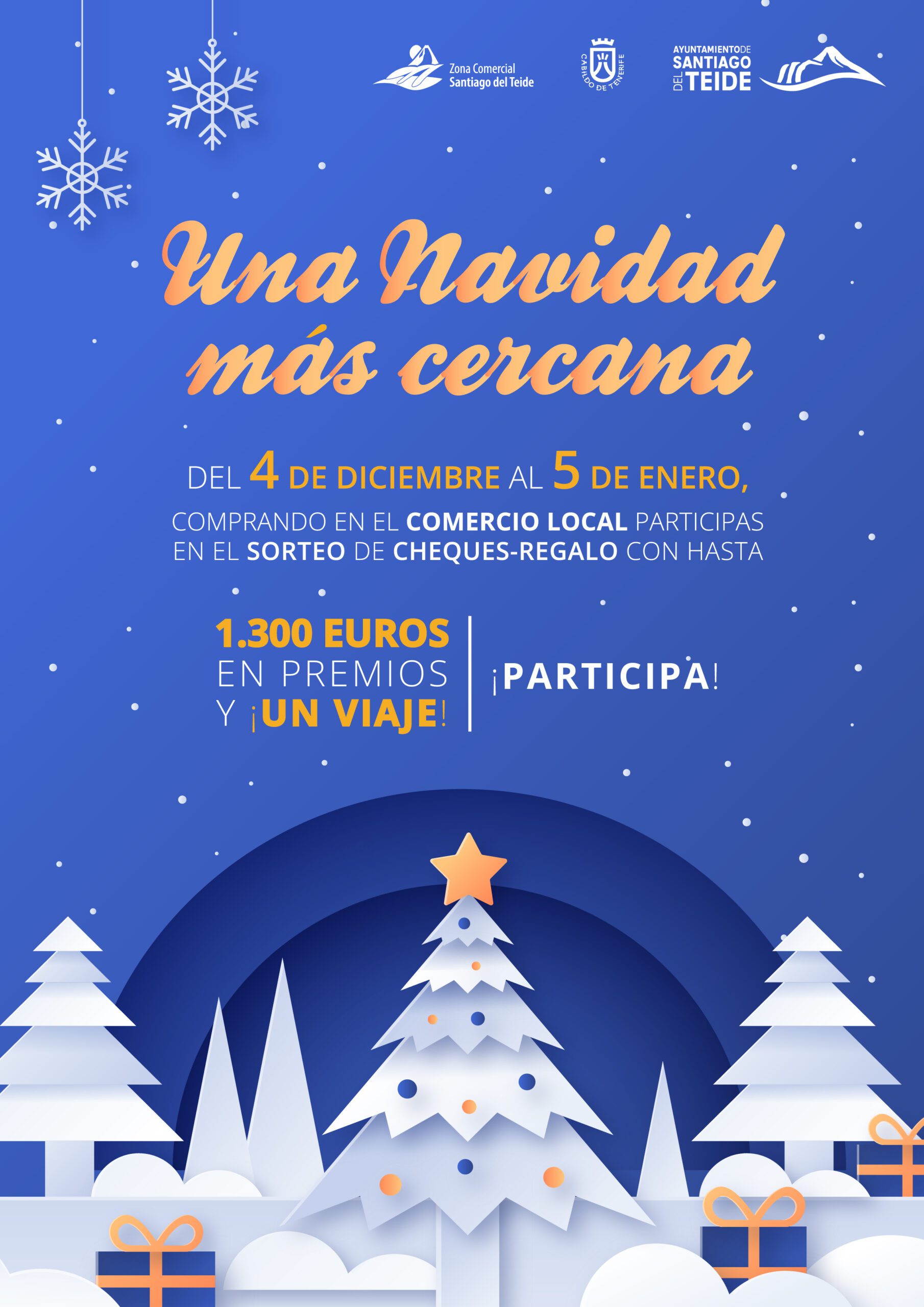 Santiago del Teide sortea un viaje y 1.300€ en cheques-regalo con su campaña comercial “Una Navidad más Cercana»