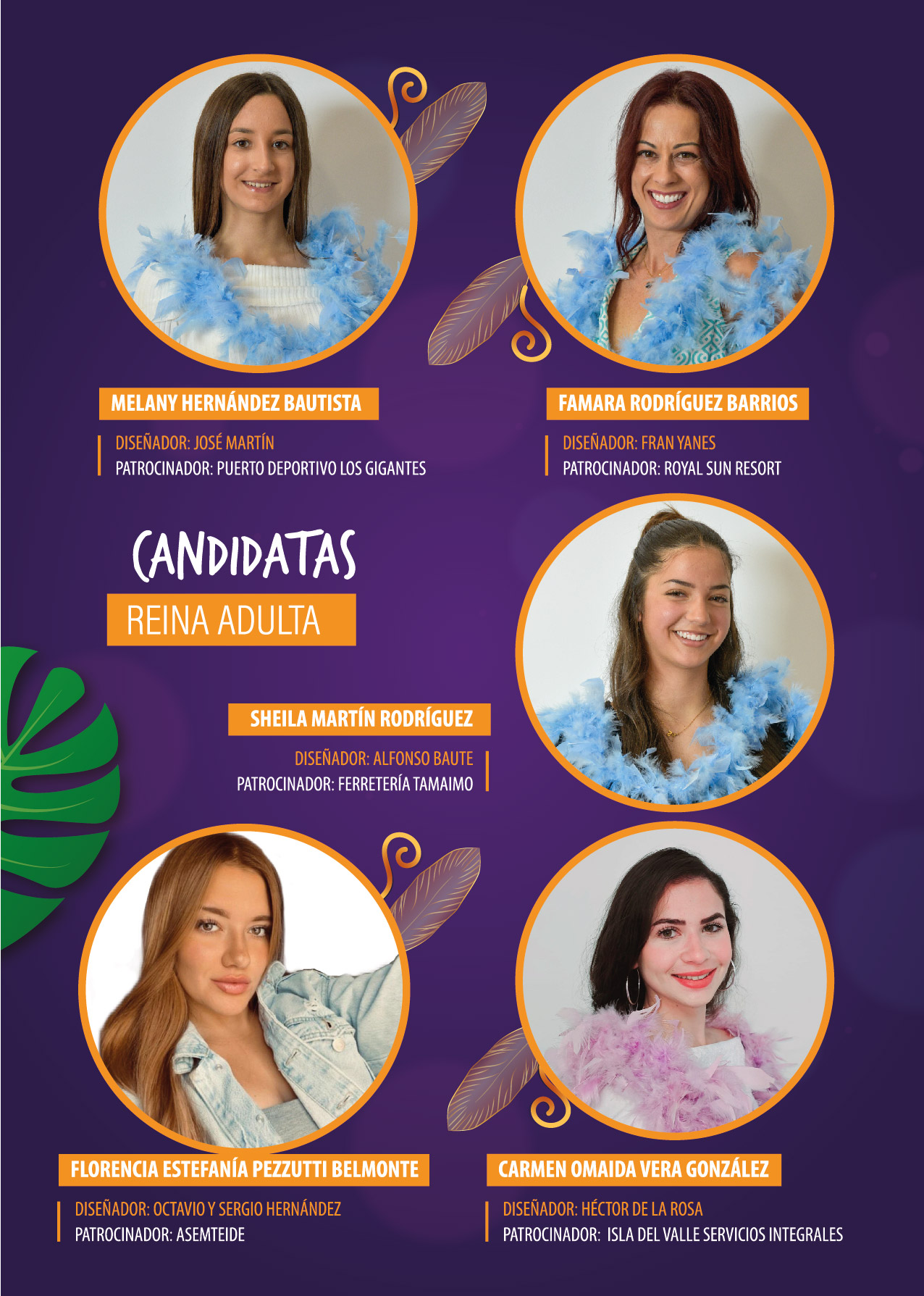 Un total de 5 candidatas aspiran a convertirse en Reina Adulta del Carnaval de Los Gigantes 2024
