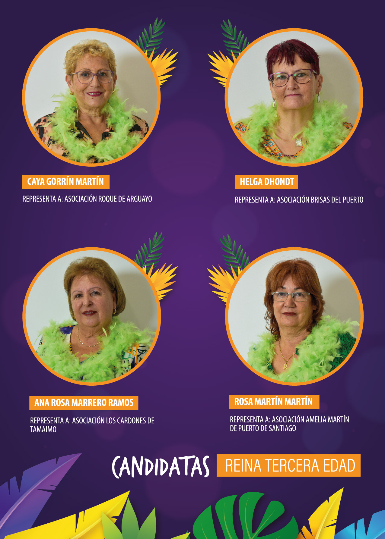 4 candidatas aspiran a convertirse en Reina de los Mayores del Carnaval de Los Gigantes 2024