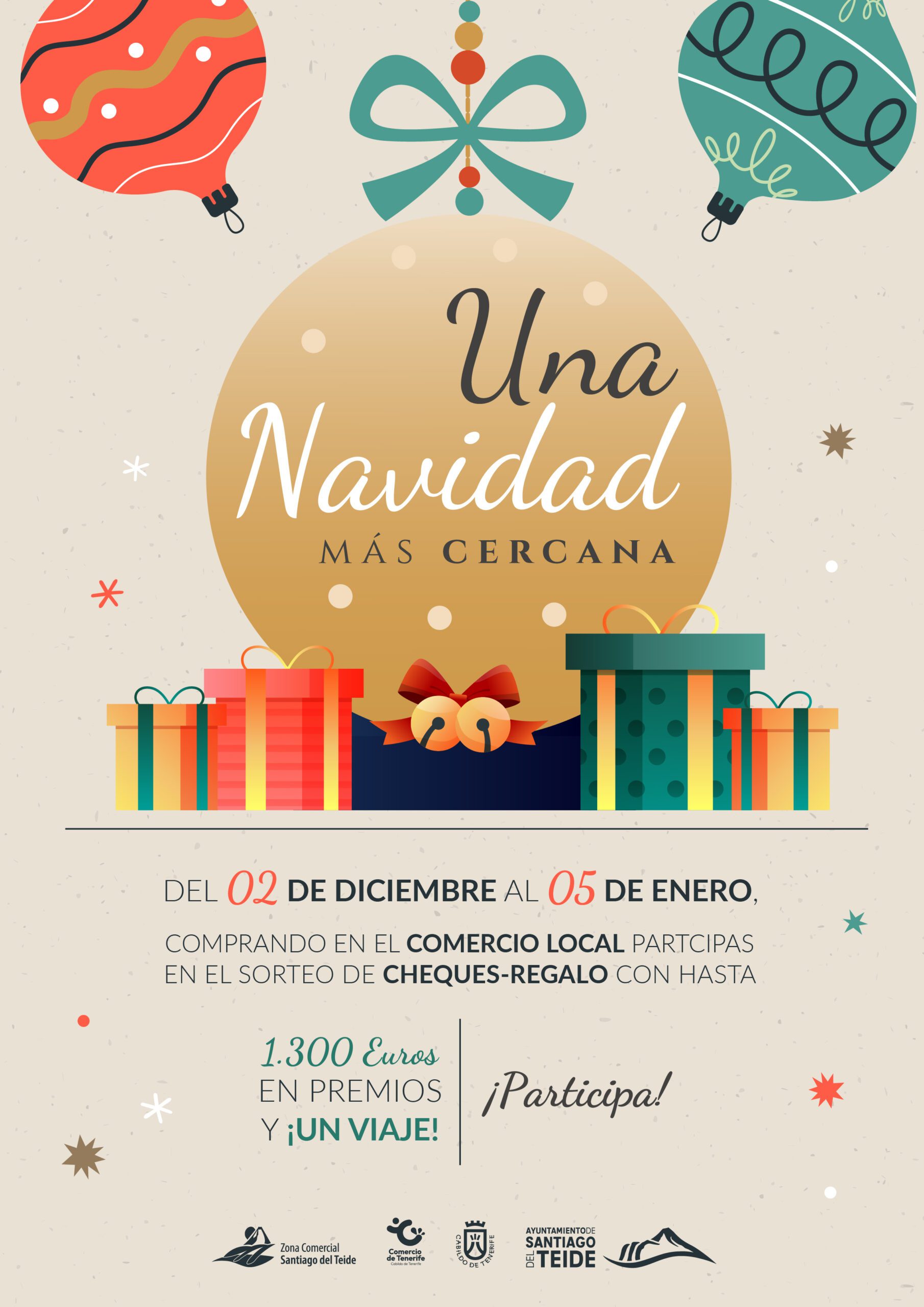 Santiago del Teide sortea un viaje a Sevilla y 1.300€ en cheques-regalo con su campaña comercial “Una Navidad más Cercana»
