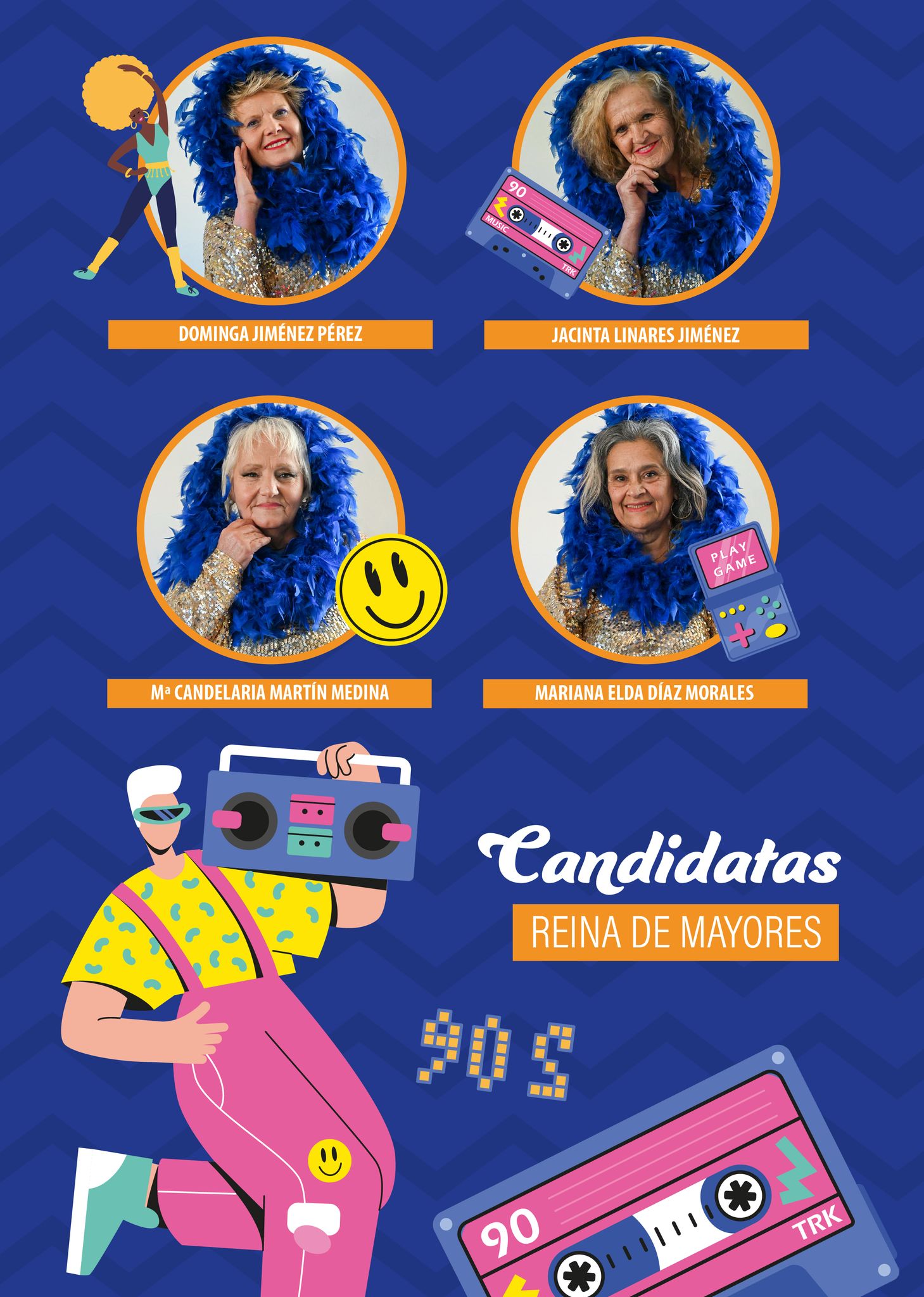 4 candidatas aspiran a convertirse mañana viernes en Reina de los Mayores del Carnaval de Los Gigantes 2025