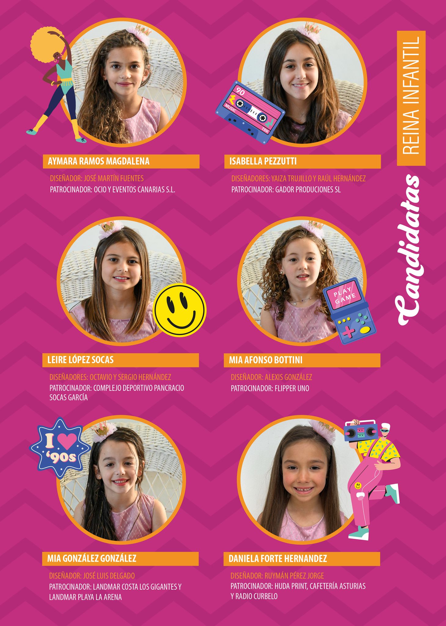 6 candidatas aspiran a convertirse en Reina Infantil del Carnaval de Los Gigantes 2025